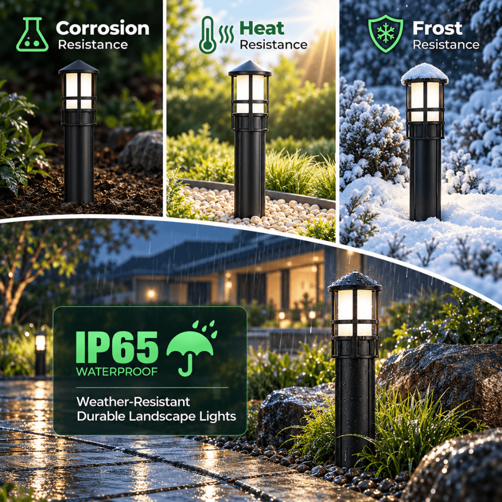 ALP56 4W 12V AC/DC Low Voltage Cast Aluminum LED Bollard Pathway Lights Package – Outdoor Landscape Walkway & Garden Lighting