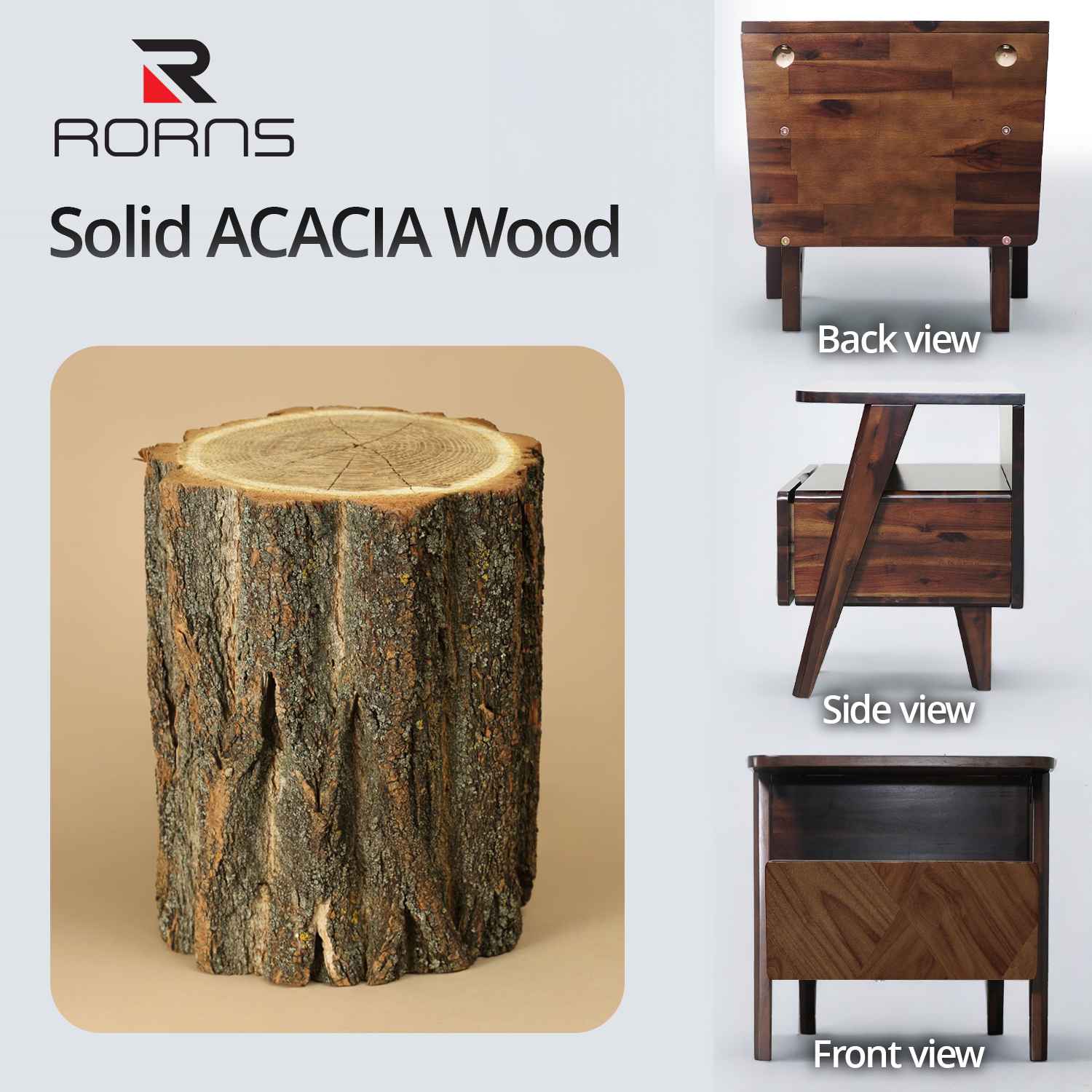 Rorns Rum Nightstand with drawer