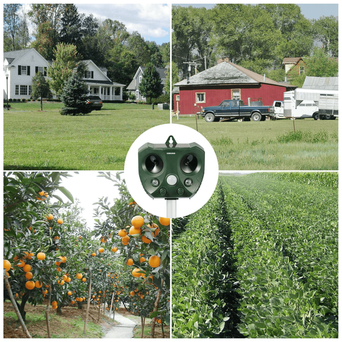 Ultrasonic Animal Repeller Solar Powered Repellent with Motion Sensor LED Flashing Lights IPX6 Waterproof Outdoor for Farm Garden Yard