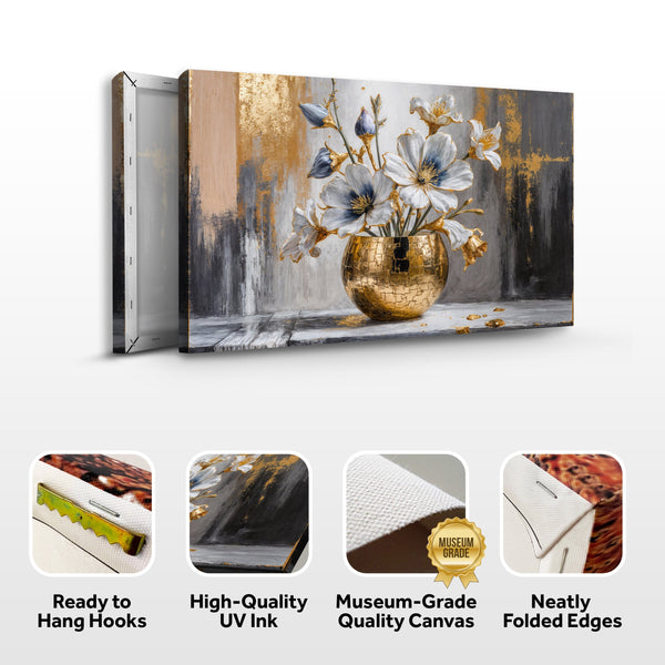 Magnolia Bloom in Gold Abstract Wall Art Tailored Canvases