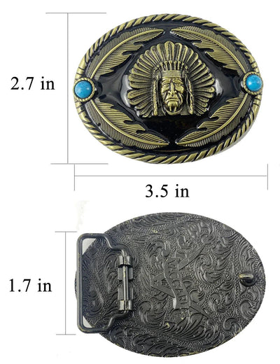 TOPACC Oval Indians Belt Buckle Western Cowboy Buckles