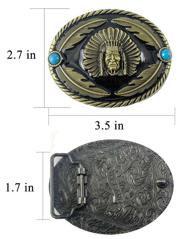 TOPACC Oval Indians Belt Buckle Western Cowboy Buckles - Gifts for You 'n Me