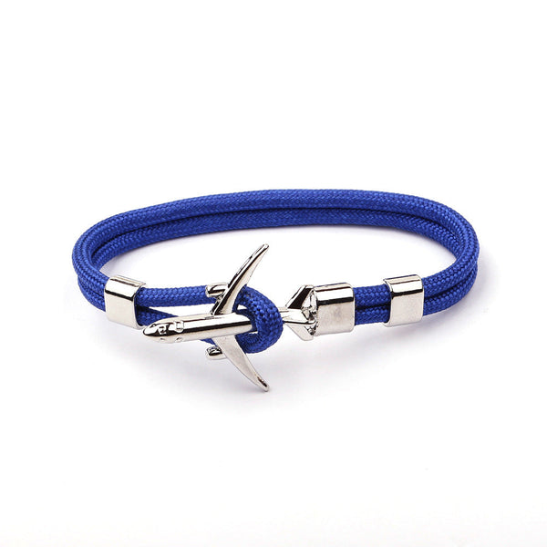 Modern Fashion Airplane Anchor Bracelets Men Charm Rope Chain Paracord Bracelet Women Male Air Force Style Wrap Metal Sport Hook Gift