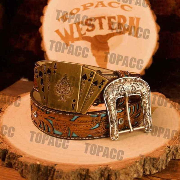 Turquoise Belt with Vintage Lighter Buckle - Gifts for You 'n Me