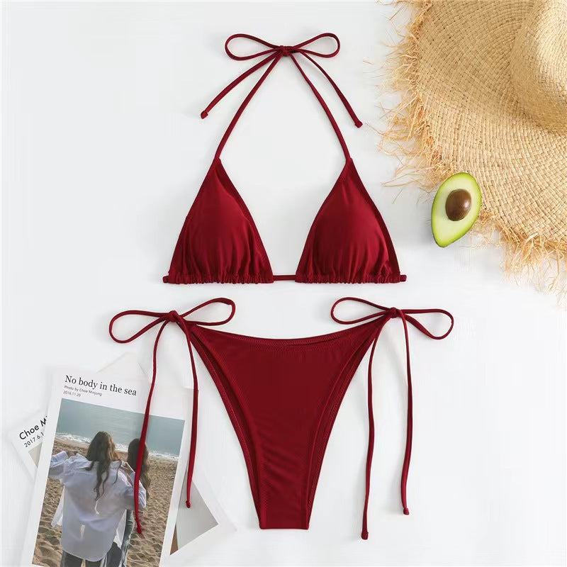 Swimwear Women Bandage Women Triangle Bathing Suits 2 Pieces Bikini Bowknot Swimsuit Bikini Set Swimwear Bikini Sets Bikinis Bathing Suit Push Up Swimsuit Summer Beachwear