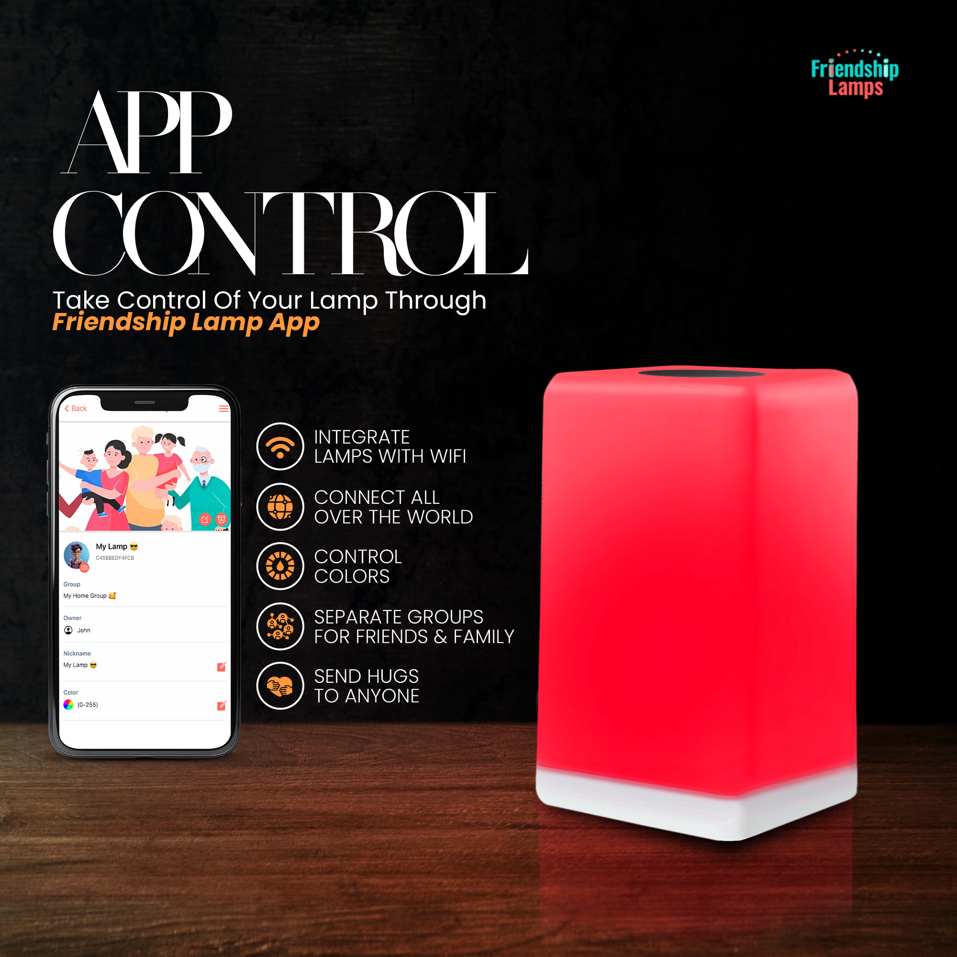FriendLi Subscription Friendship Lamp – Wi-Fi Touch Lamp with Remote Touch Subscription
