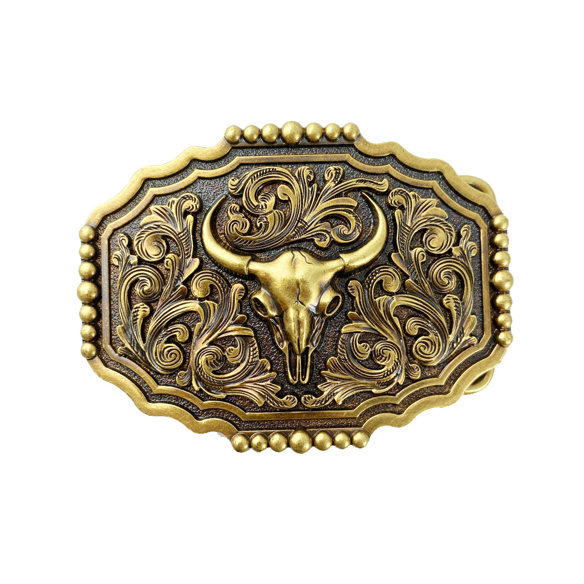TOPACC Western Copper Longhorn Bull Cow Pattern Belt Buckle