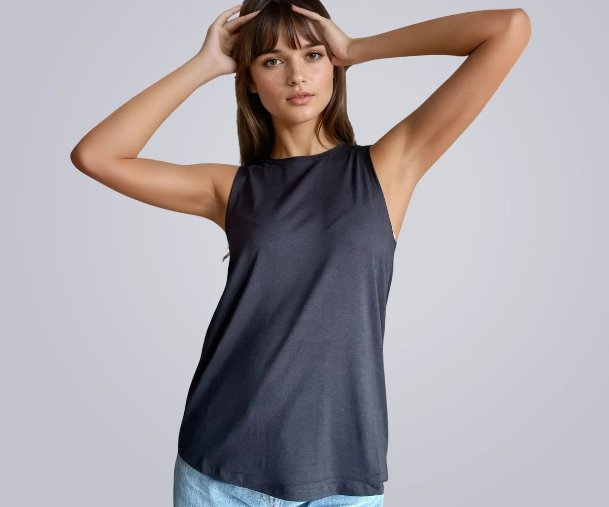 Women’s Black and White Cotton Tank Top