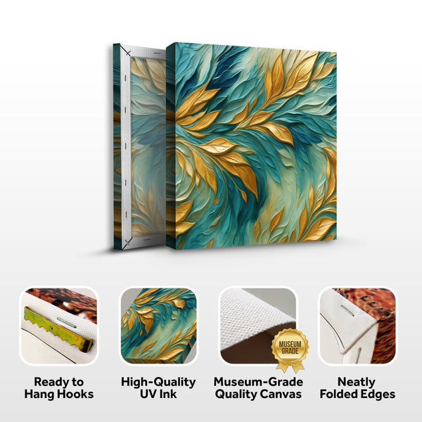 Abstract Gold And Blue Frosty Wall Art Tailored Canvases