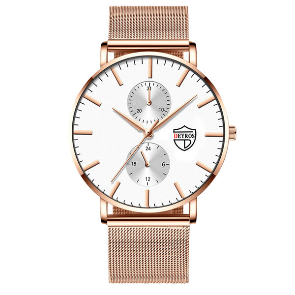 Black 3Bar Watch Men Women'S Watches Ladies Watch With Crystals  Fashion Stainless Steel Band Comfortable Wristwatch