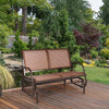 Swing Glider Chair 48 Inch Loveseat Rocker Lounge Backyard-Brown