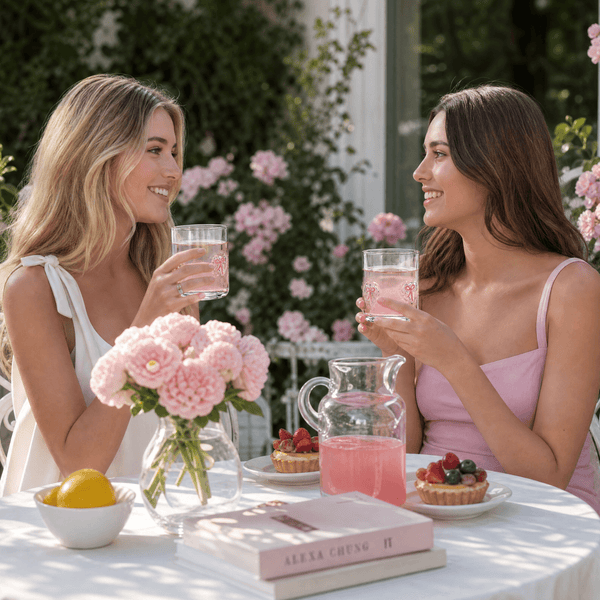 Khen Bowtie Tumblers Set Stylish Break Resistant Acrylic Drinkware - Set of 2 Pink