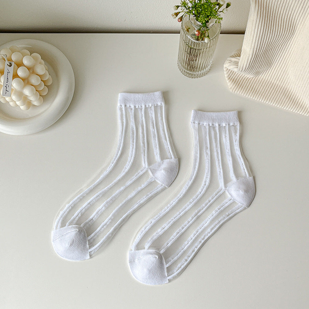 Women Socks New Fashion Long Transparent Cute Heart Thin Socks Female Summer Casual Sweet Funny Socks Stylish Ankle Socks For Women