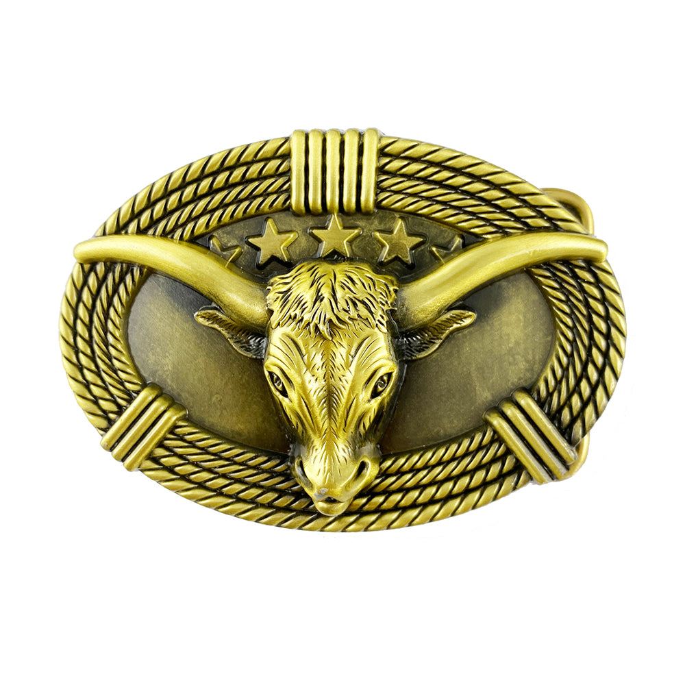 TOPACC Western Cute Longhorn Belt Buckle Copper/Bronze