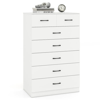 7-Drawer Tall Dresser with Metal Handles and Anti-Tipping Kits-White