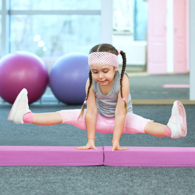 7 FT Folding Balance Beam with Removable Suede Cover and Non-slip Bottom-Purple