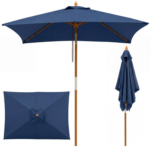 7 Feet Outdoor Rectangular Patio Umbrella with 3 Adjustable Heights-Navy