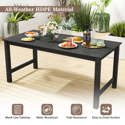 7 Pieces Patio Dining Set Outdoor HDPE Weather Resistant Table and Chairs Set-Black