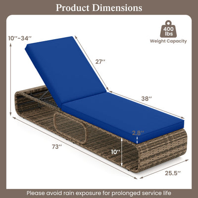 7-Position Adjustable PE Rattan Outdoor Chaise Lounge Chair-Navy