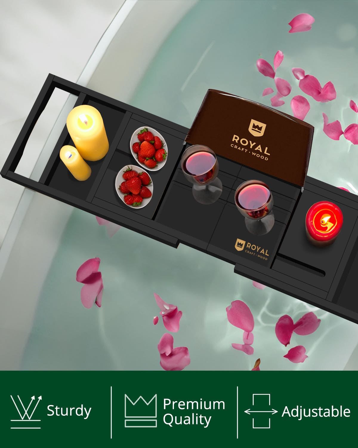 Bathtub Caddy Tray, Black