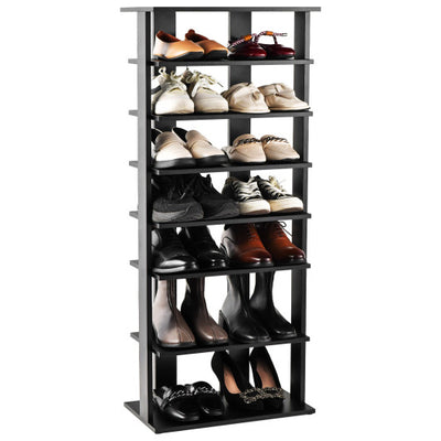 7-Tier Dual Shoe Rack Free Standing Shelves Storage Shelves Concise-Black