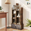 7-Tier Open-Back Bookshelf with Drawer-Rustic Brown
