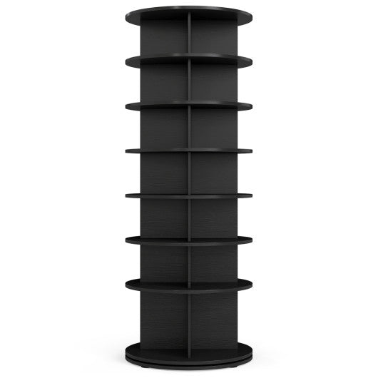 7-Tier Rotating Shoe Rack Tower Freestanding Spinning Shoe Organizer-Black