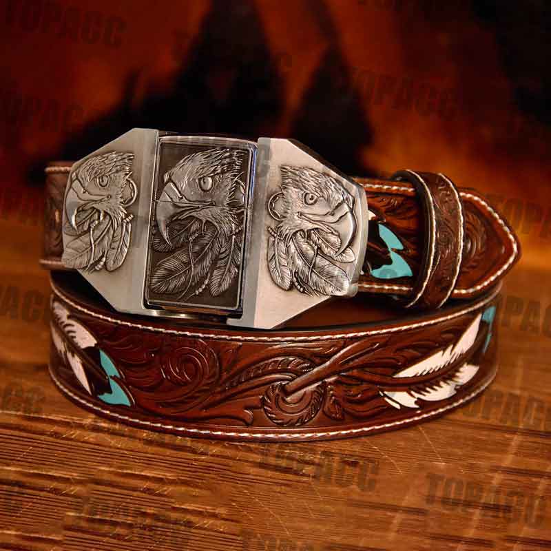 Eagle Light Up Buckle - Feather Belt