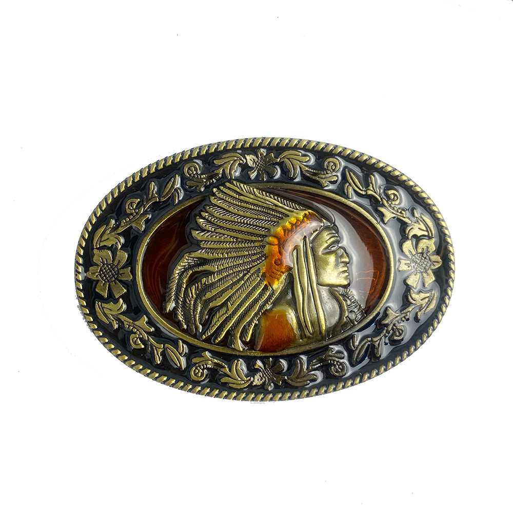 TOPACC Indians Bronze drip oil Belt Buckle
