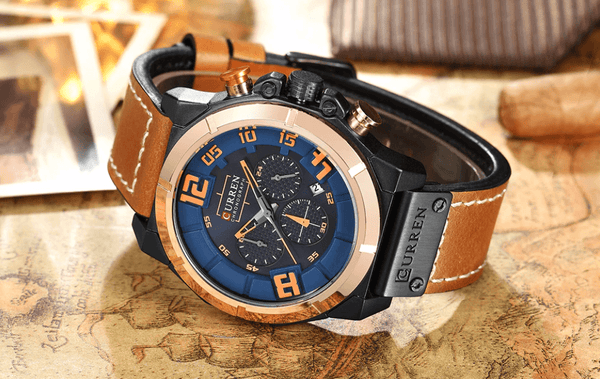 Men's Sport Waterproof Watch With Chronometers Large Numbers And Fluorescent Hands Perfect Gift For Your Man
