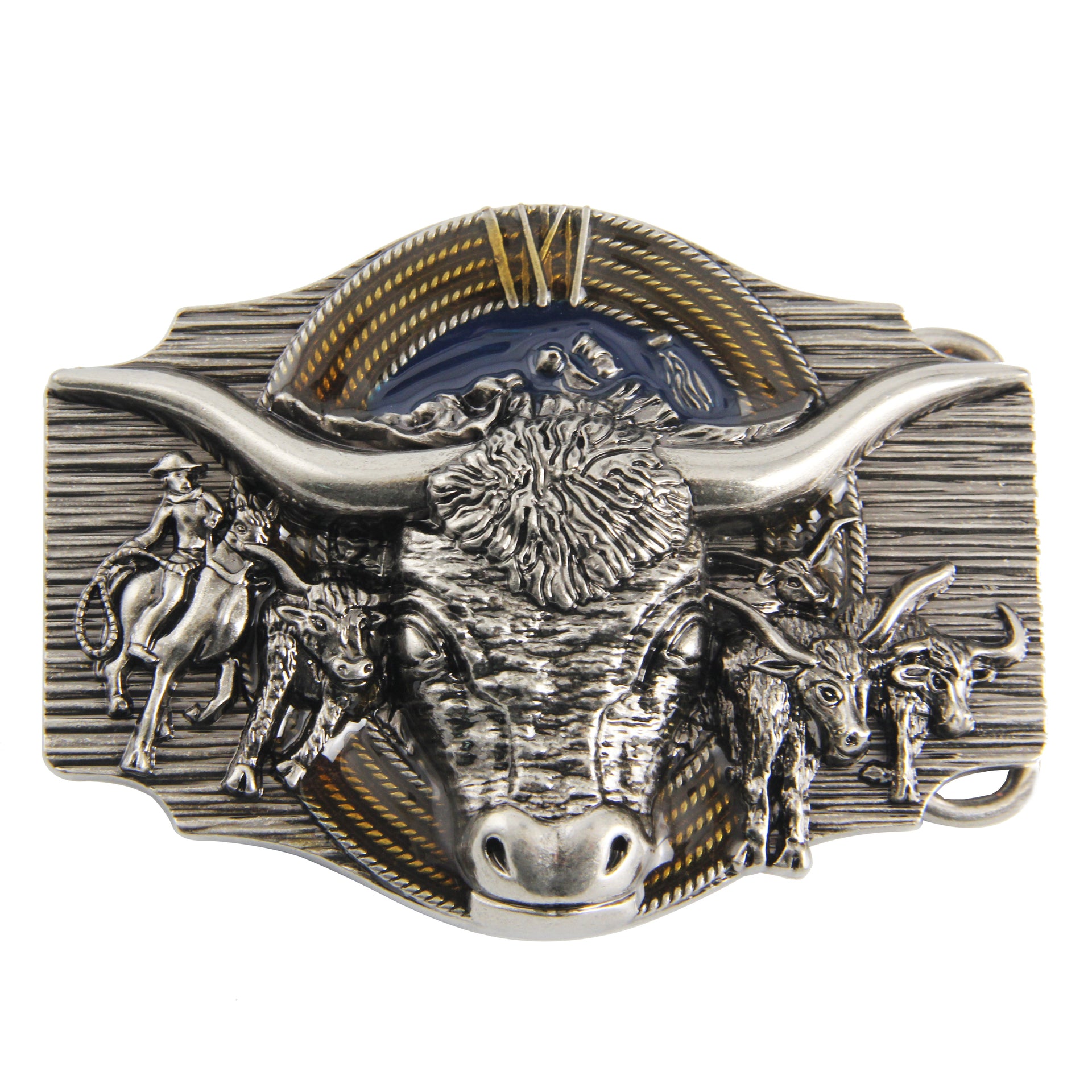 TOPACC Western Longhorn Cow Belt Buckle Horseback Riding Copper/Bronze