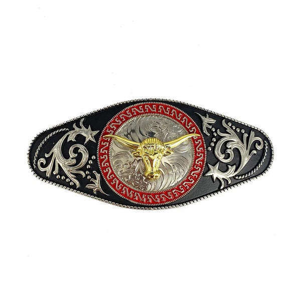 TOPACC Norse Viking Punk Rodeo Longhorn Bull Engraved Flower Belt Buckle - Gifts for You 'n Me