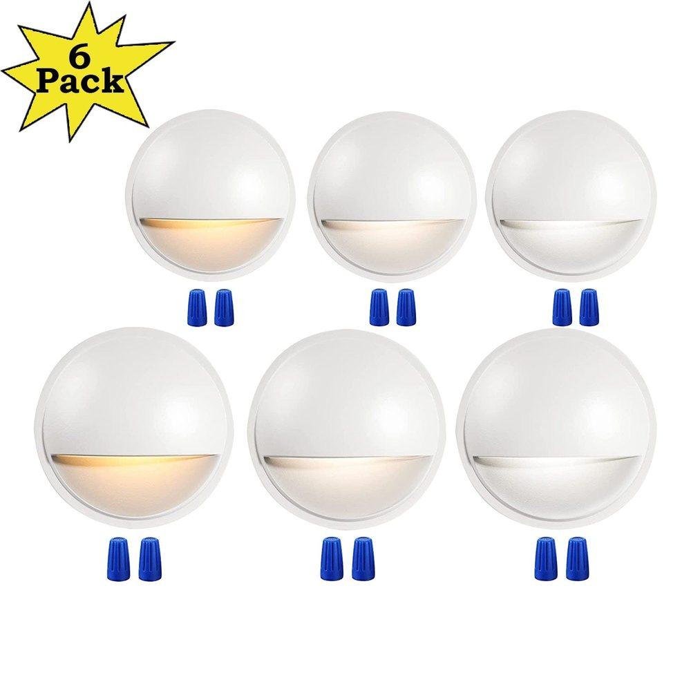 DLAC02 6-Pack 3CCT 3W Low Voltage LED Outdoor Half Moon Deck Lights Package, 12V-24V LED Step Patio Landscape Lights