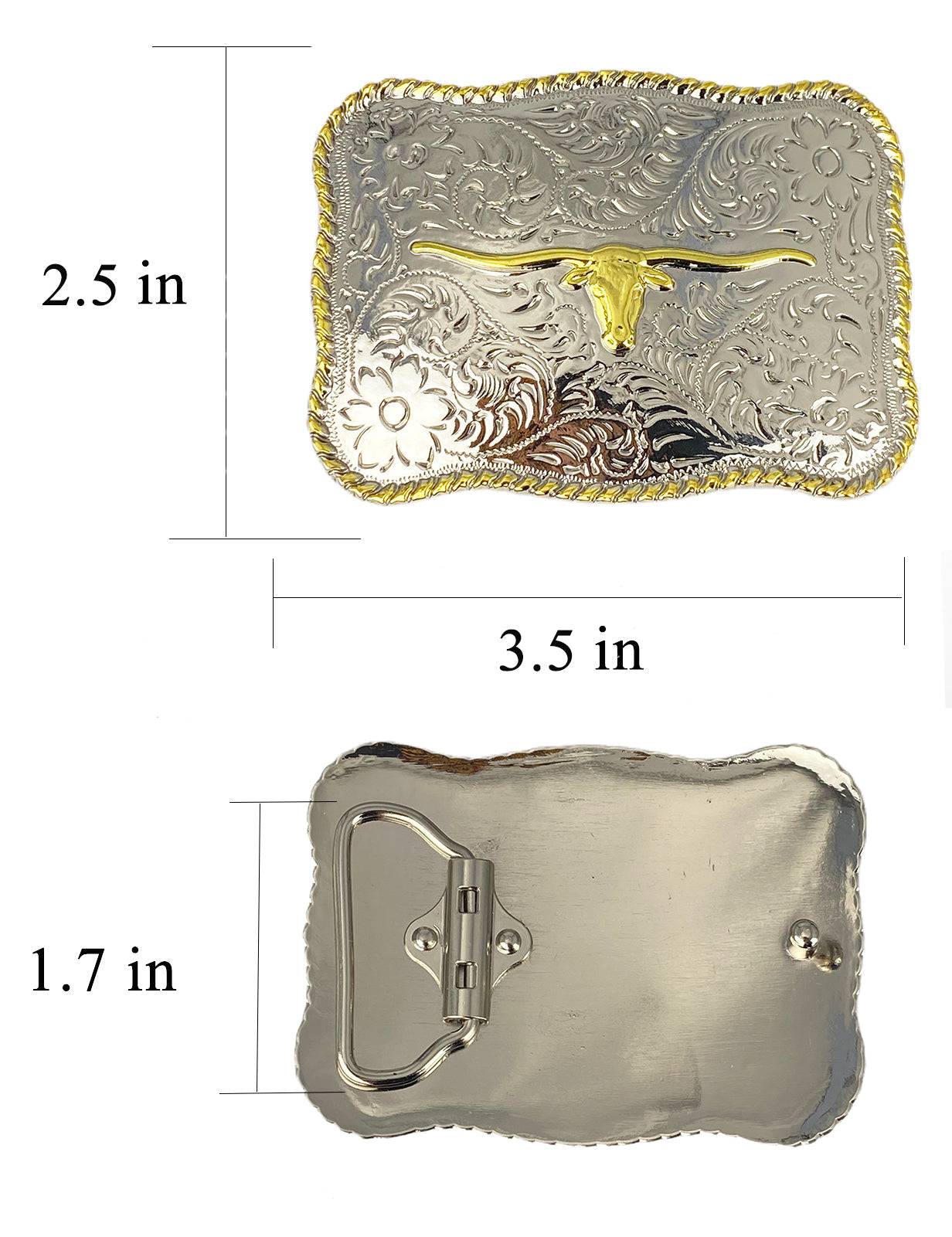 TOPACC Rectangle Two Tone Longhorn Cow Belt Buckle