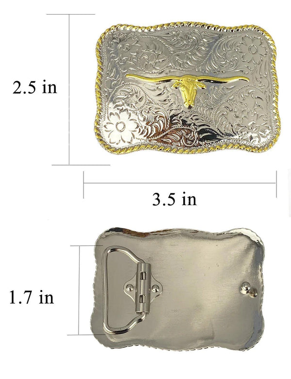 TOPACC Rectangle Two Tone Longhorn Cow Belt Buckle - Gifts for You 'n Me