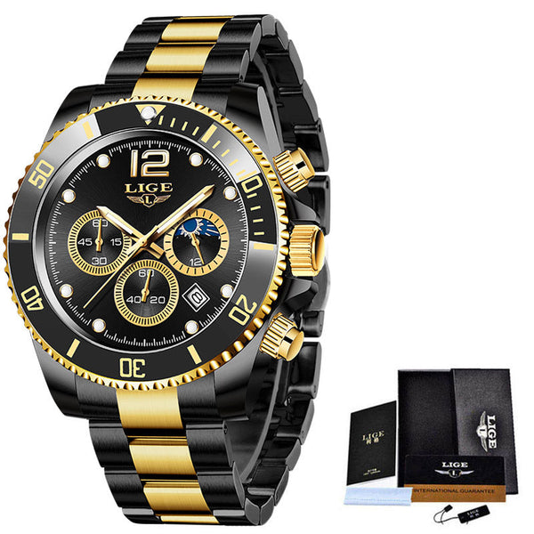 Multifunctional Mens Business Watch Luxury Military Quartz Stainless Steel Round Analog Wrist Watch For Men