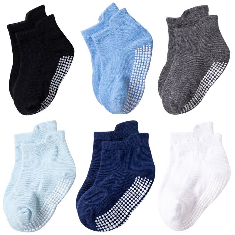 6 Pairs Baby Cotton Anti-slip Boat Low Cut Floor Socks For Boys And Girls Children's Sock