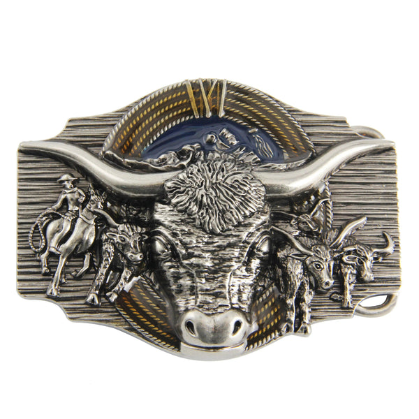 TOPACC Western Longhorn Cow Belt Buckle Horseback Riding Copper/Bronze - Gifts for You 'n Me