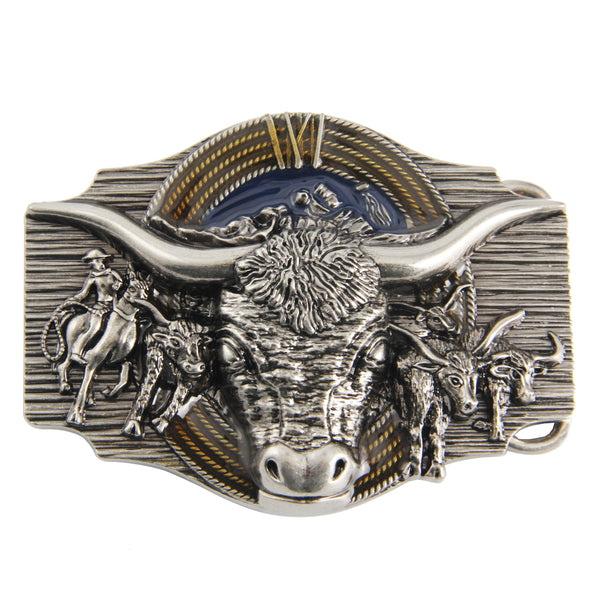 TOPACC Western Longhorn Cow Belt Buckle Horseback Riding Copper/Bronze