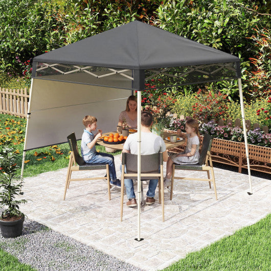 7 x 7 FT Pop-Up Canopy Tent with 1 Push Center Lock for Sports Picnic Camping-Gray