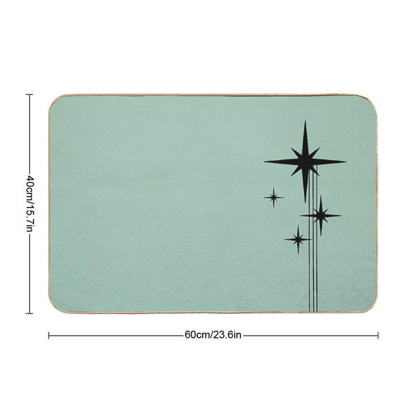 1950s Atomic Age Retro Starburst in Mint Green And Black Bath Mat