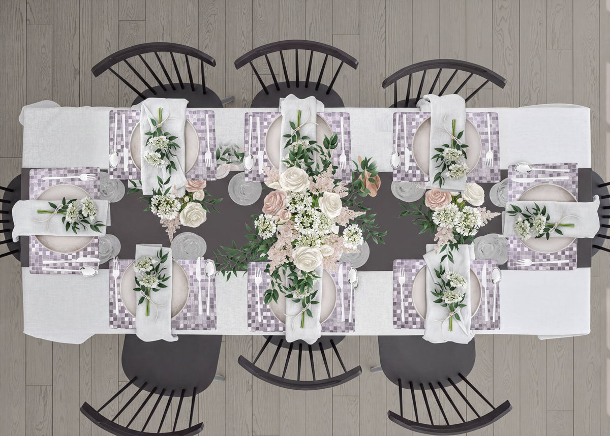 Woven PVC Placemats - Set of 8 Purple Non Slip Dining Table Mats