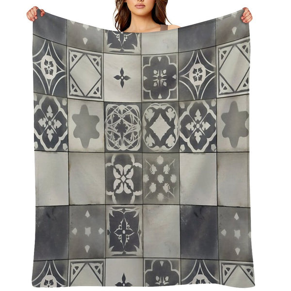 Vintage Geometric Tile Pattern Design Compact Throw Blanket