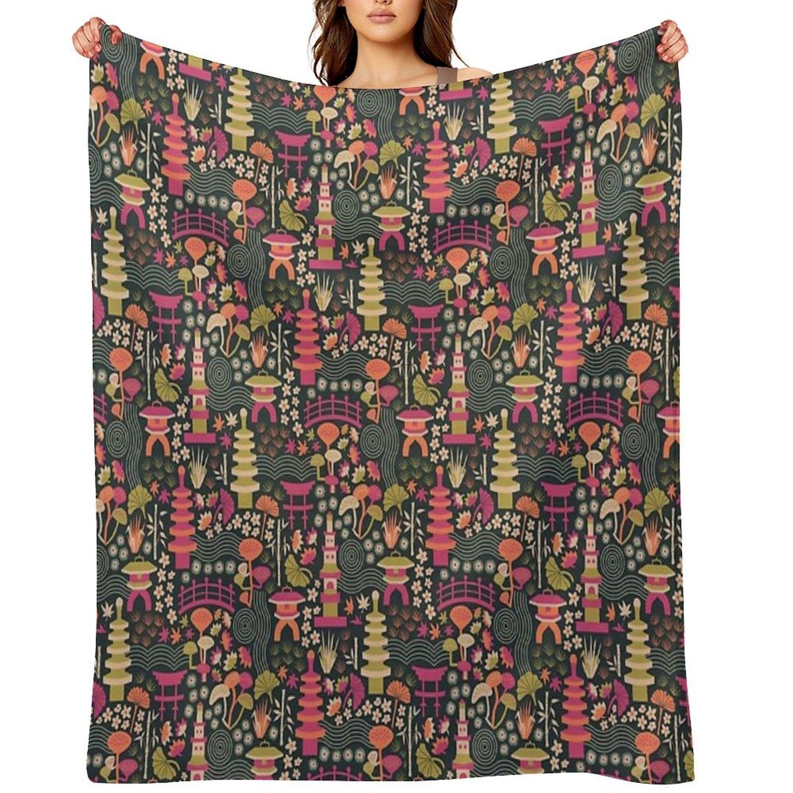 Zen Garden Based on The Japanese Tea Garden in Golden Gate Park Throw Blanket