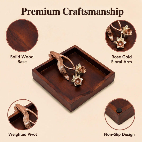 Wooden Napkin Holder – Rose Gold Finish