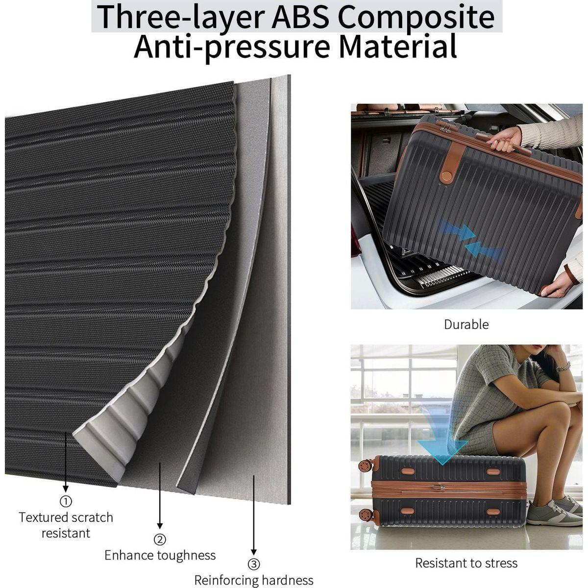 4 Piece Luggage Set Suitcase Set, ABS Hard Shell Lightweight Expandable Travel Luggage with 4 Packing Cubes, TSA Lock, Spinner Wheels for Men Women(16/20/24/28)