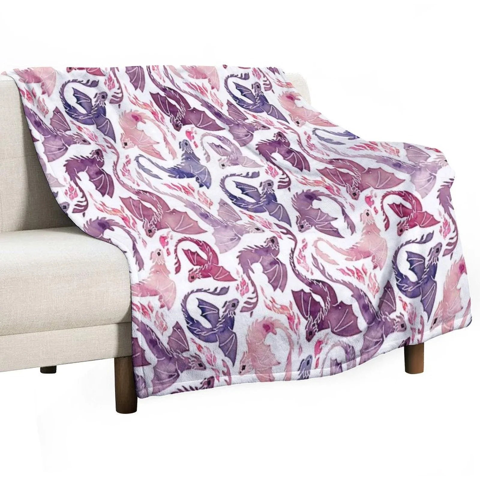 Dragon Fire Pink & Purple Throw Blanket