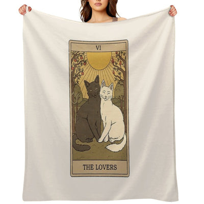 The Lovers - Cats Tarot Lightweight Throw Blanket