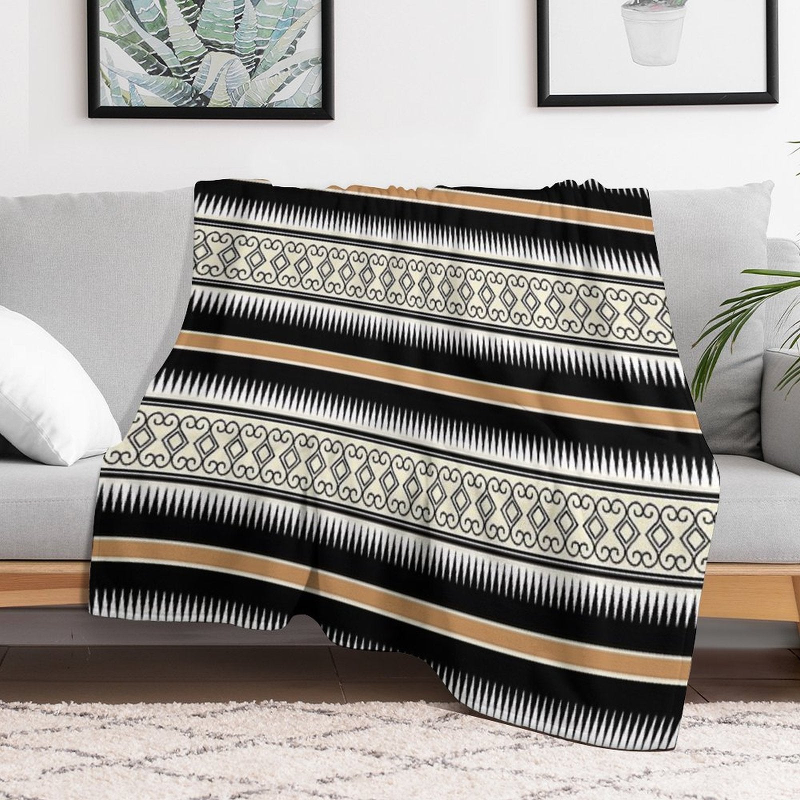 Tribal Seamless Pattern Multi-functional Throw Blanket