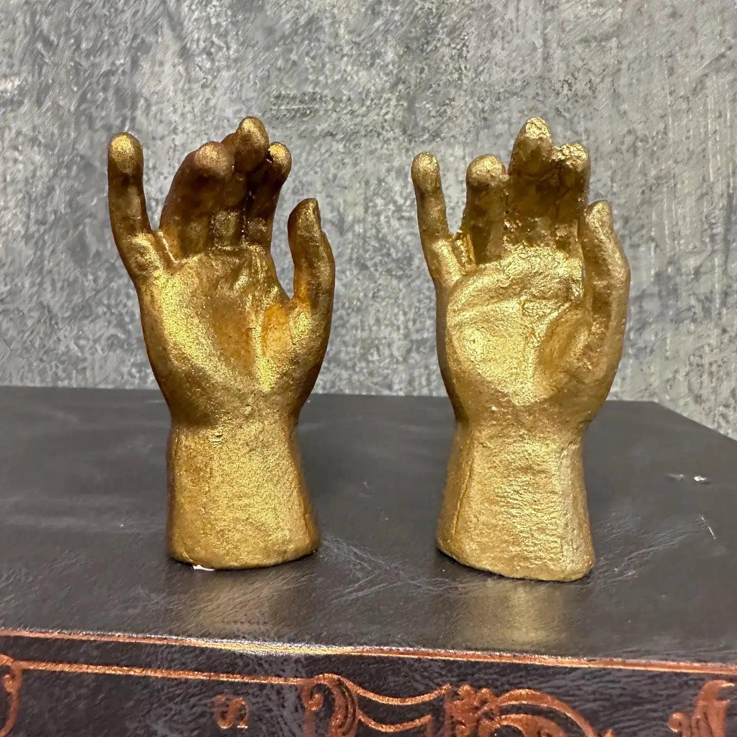 Heavy Pewter Gold Leaf Saint Hand
